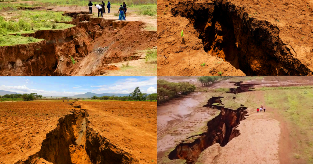 Imagem mostra A Fenda do Quenia no Vale do Rift em Africa.