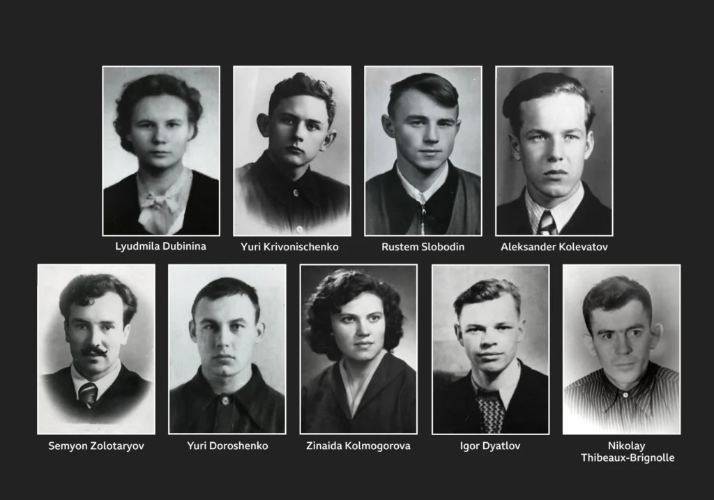 Imagem mostra os 9 jovens que desapareceram no incidente do Passo Dyatlov, último contato foi em 31 de Janeiro de 1959.