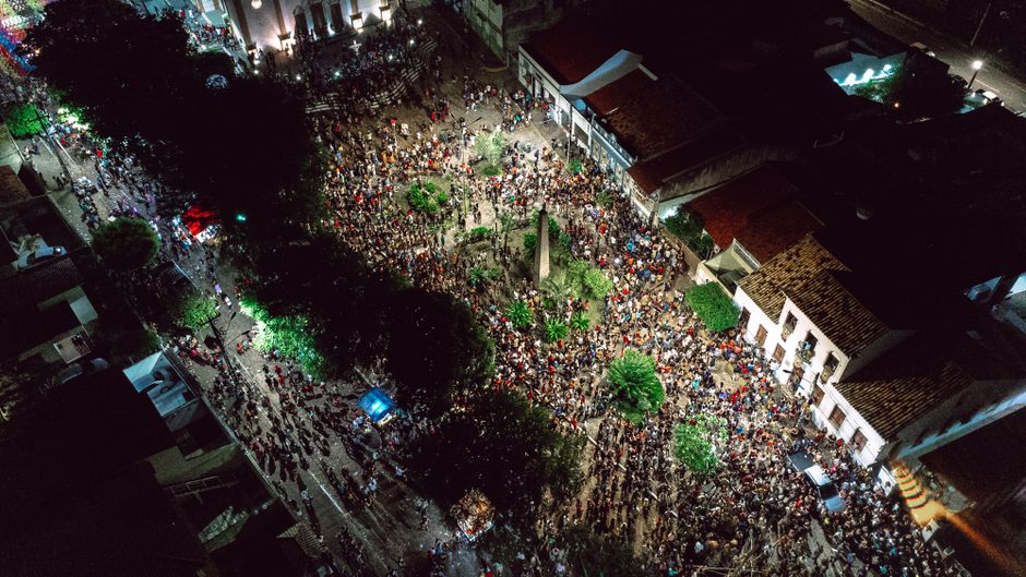 aerial view Rock in Rio festival crowd mainstage night
